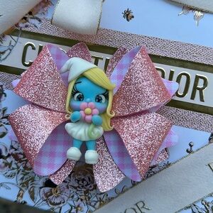 Smurf Glittery Hair Bow